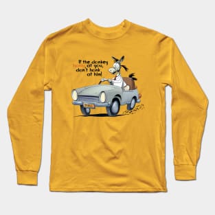 Cartoon donkey at car. Long Sleeve T-Shirt